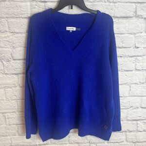 Calvin Klein Women’s Casual Everyday  Blue V-Neck Sweater Size Large